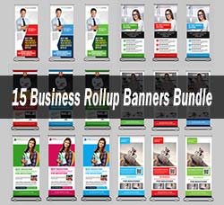 15个易拉宝/X展架模板：15 Business Rollup Banners Bundle
